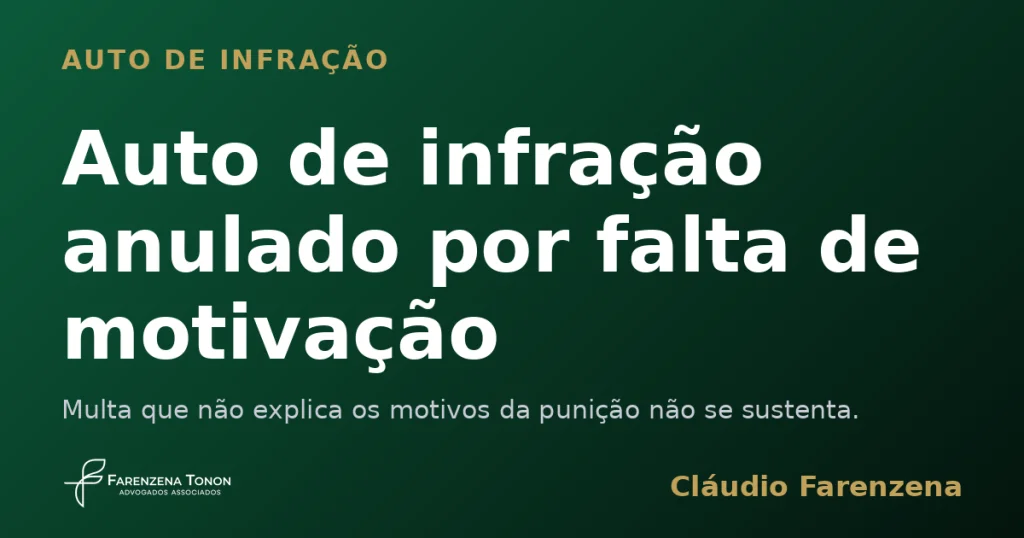 Capa do informe sobre auto de infração anulado por falta de motivação, informe do escritório Farenzena Tonon Advogados