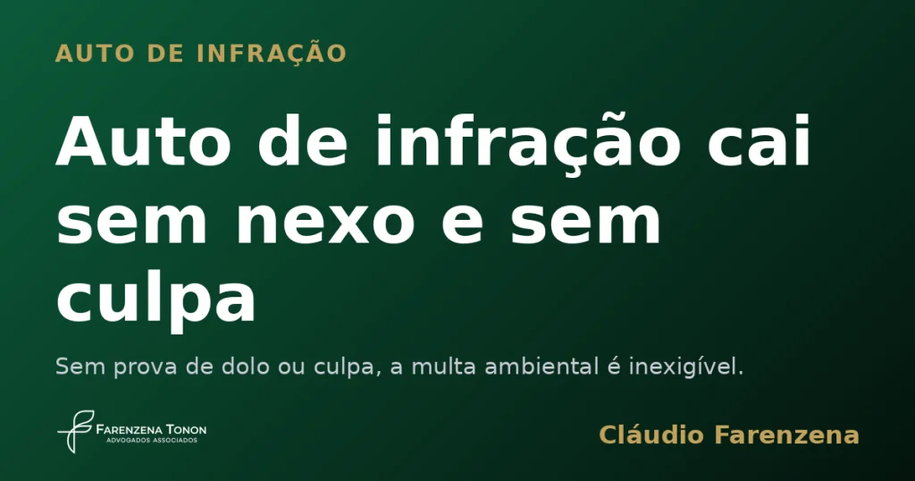 Capa do informe sobre auto de infração que cai sem nexo e sem culpa, informe do escritório Farenzena Tonon Advogados