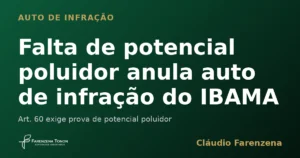 Capa do informe sobre auto de infração ambiental anulado por falta de potencial poluidor, informe do escritório Farenzena Tonon Advogados