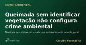 Capa sobre crime ambiental de queimada e trancamento da ação penal por denúncia sem identificar a vegetação, informe do escritório Farenzena Tonon Advogados