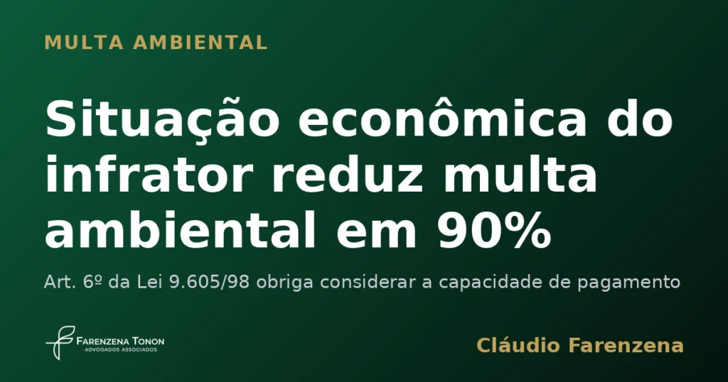 Capa sobre multa ambiental reduzida pela situação econômica do infrator com base no art. 6º da Lei 9.605/98, informe do escritório Farenzena Tonon Advogados