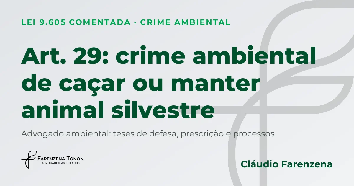 Art. 29 da Lei 9.605/98: crime ambiental de caçar ou manter animal silvestre, defesa com advogado ambiental