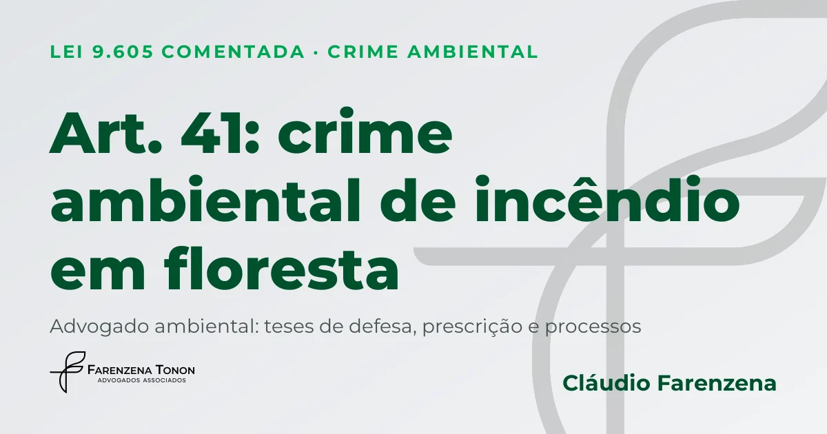 Art. 41 da Lei 9.605: crime ambiental de incêndio em floresta e defesa com advogado ambiental Cláudio Farenzena