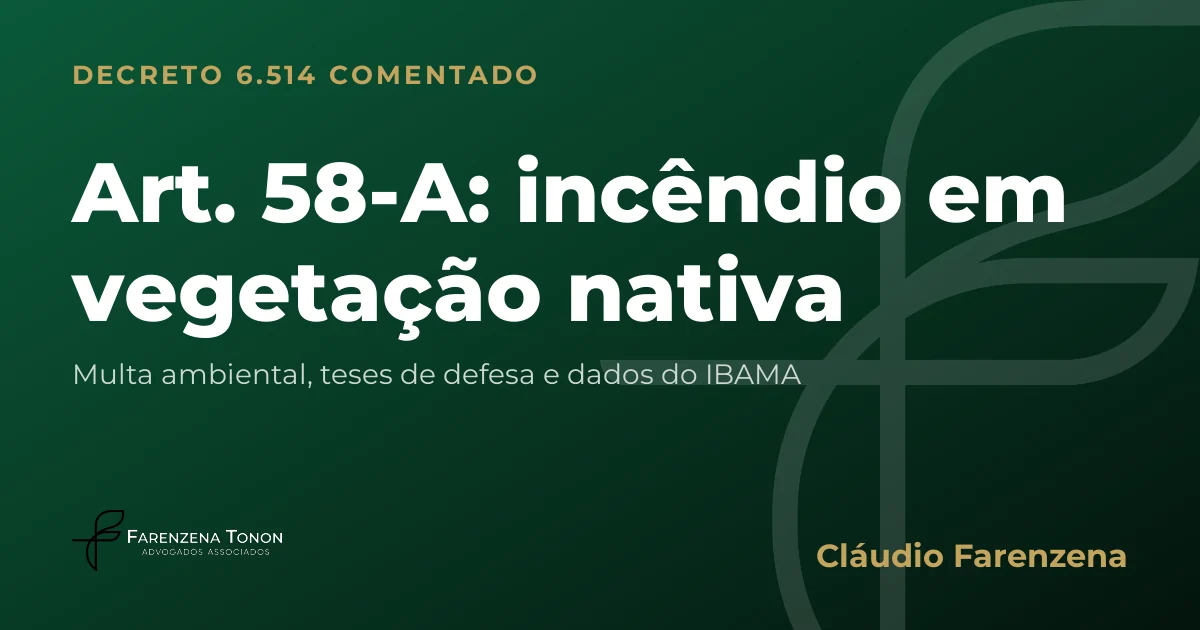Capa do art. 58-A do Decreto 6.514/2008 comentado: incêndio em vegetação nativa
