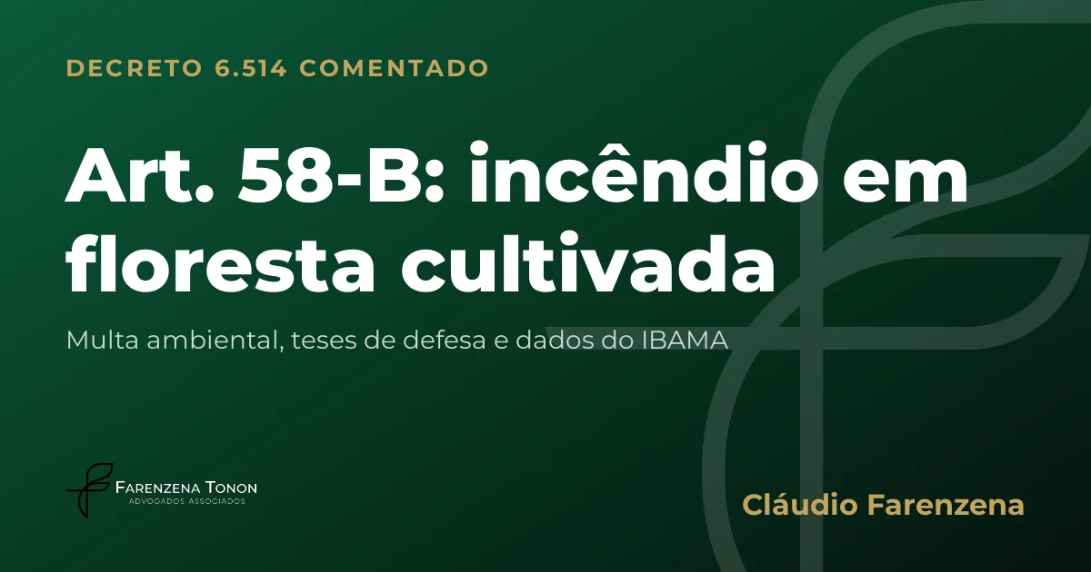 Capa do art. 58-B do Decreto 6.514/2008 comentado: incêndio em floresta cultivada