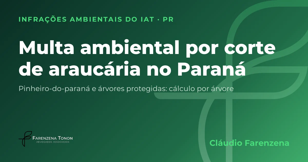 Capa: multa ambiental por corte de araucária e árvores protegidas no Paraná, autuação do IAT