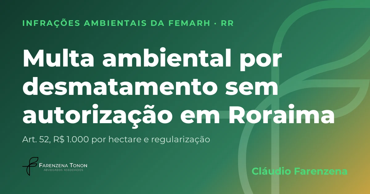Capa: desmatamento sem autorização em Roraima, autuação da FEMARH