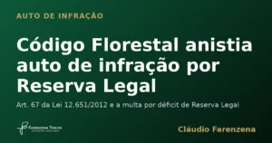 Capa do informe sobre auto de infração ambiental anulado por Reserva Legal com base no art. 67 do Código Florestal