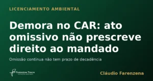 Capa do informe sobre demora na análise do CAR e mandado de segurança contra omissão contínua