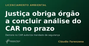 Capa do informe: Justiça obriga órgão a concluir a análise do CAR no prazo